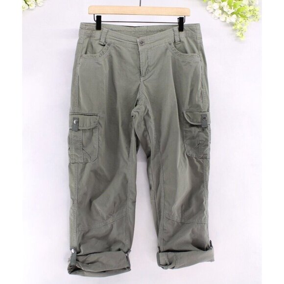 Kuhl Women's Spire Roll Up Pants Cargo Pockets Double Knee Olive Green Sz 12 - Picture 6 of 14